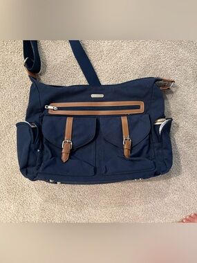 Little Unicorn Diaper Messenger Bag with Brown Trim